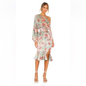 Hemant and Nandita Olivia Midi Dress in Sage Green Floral